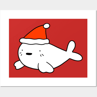 Santa Hat Harp Seal Posters and Art